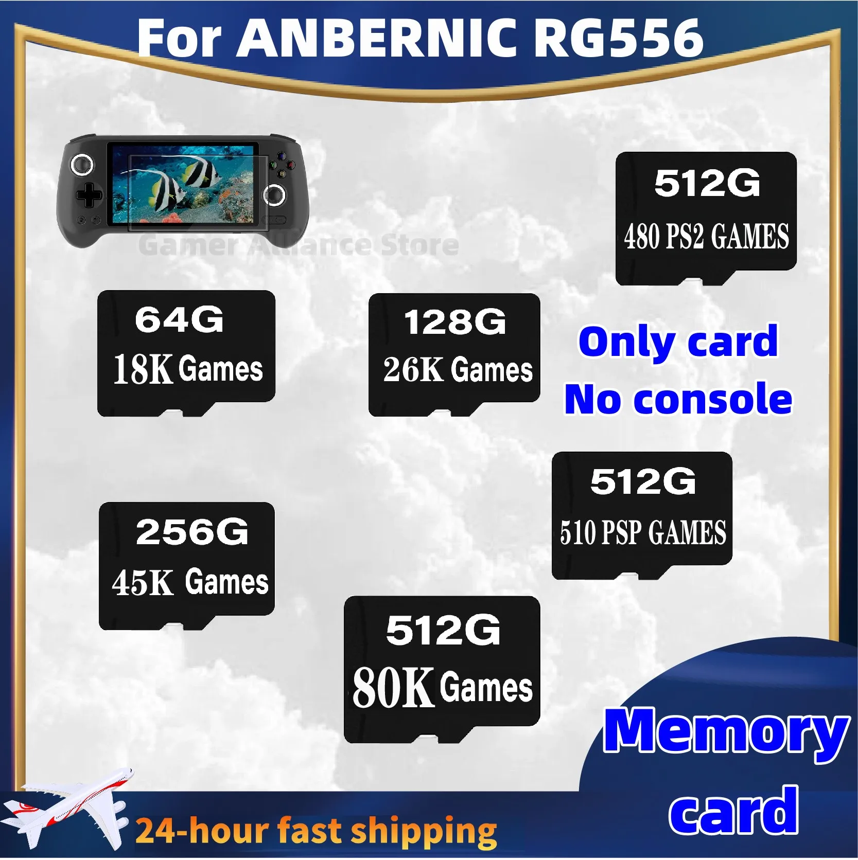 

For ANBERNIC RG556 Handheld Retro Game Console Memory Card SD Card TF Card 512G 60000 Games 512G 480 PS2 Games 510 PSP Games