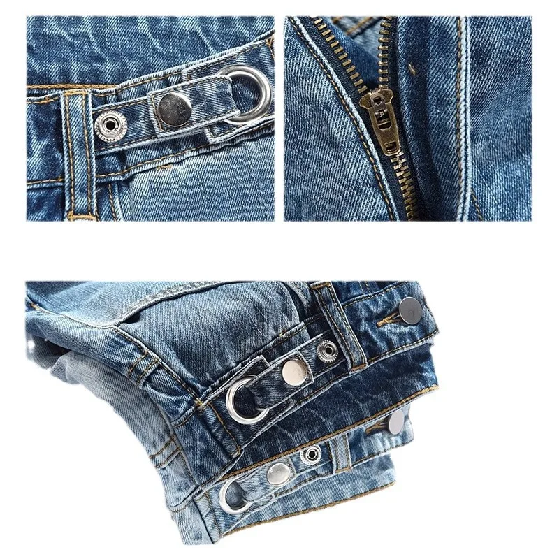 กางเกงยีนส์ขากว้างทรงตรงเอวสูงสำหรับผู้หญิง รุ่นใหม่ประจำฤดูใบไม้ร่วงและฤดูหนาวปี 2025 ทรงหลวม ขาเรียวเล็ก สีพื้น ยาวคลุมเท้า