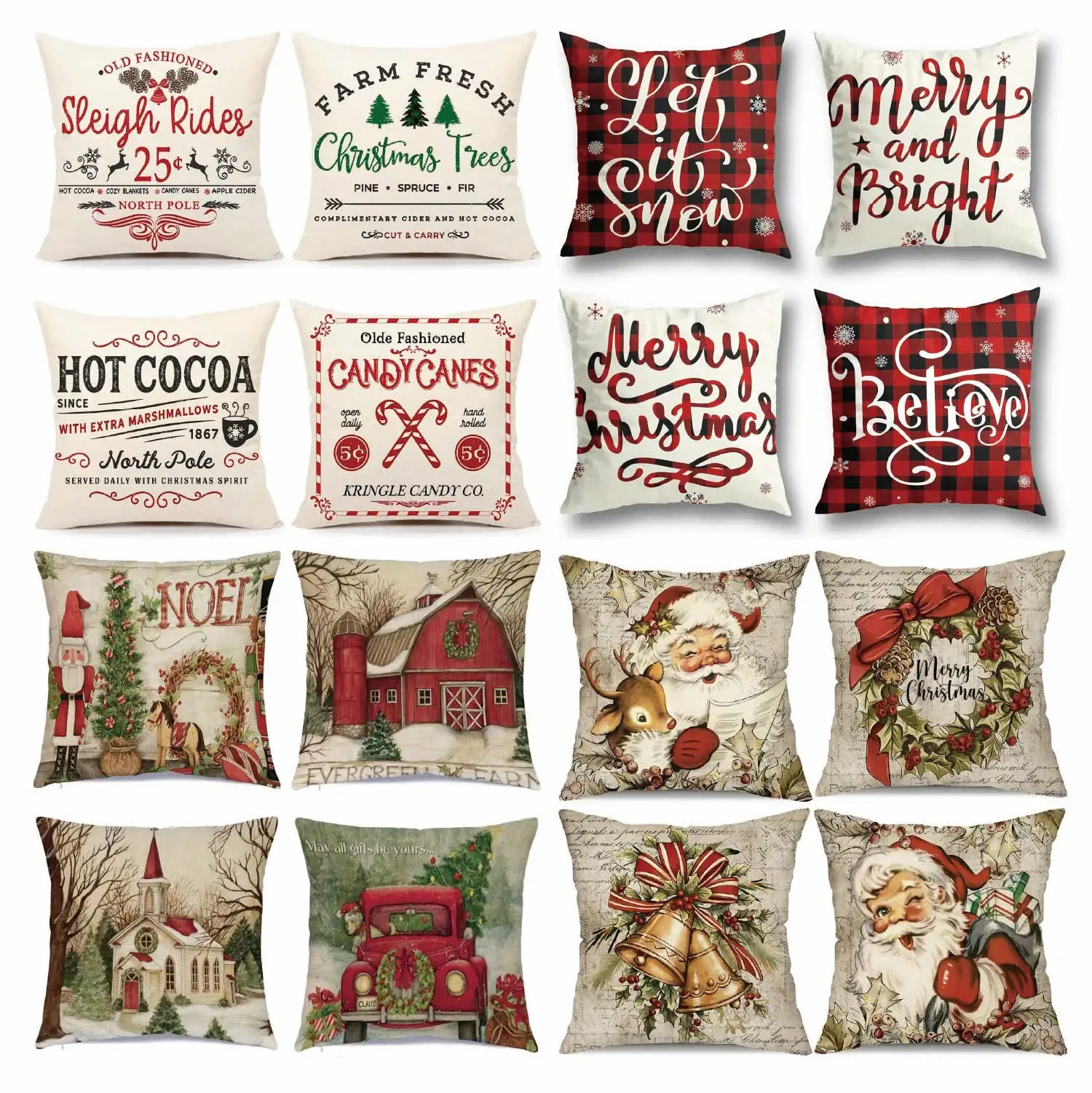 4Pcs Christmas Cushion Cover Xmas Decorations for Home 2024 Merry Christmas Ornament Pillowcase Natal New Year 2025 Gifts