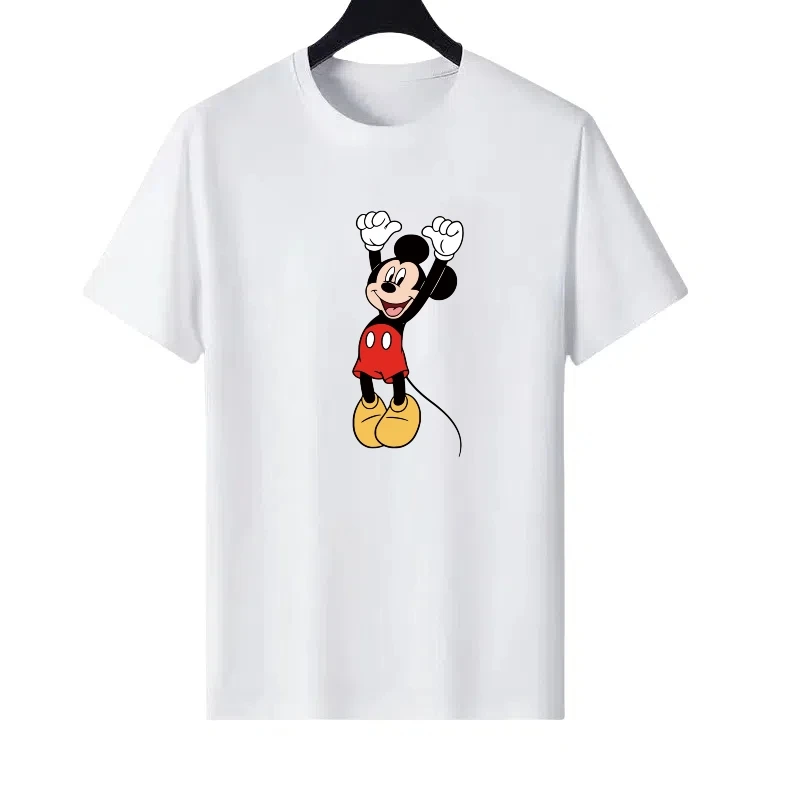 

Disney Mickey Mouse Pattern Woman Fashion Casual Parent-child Clothing Tops Ladies Cheap Short Sleeves T-Shirt Men Sweatshirts