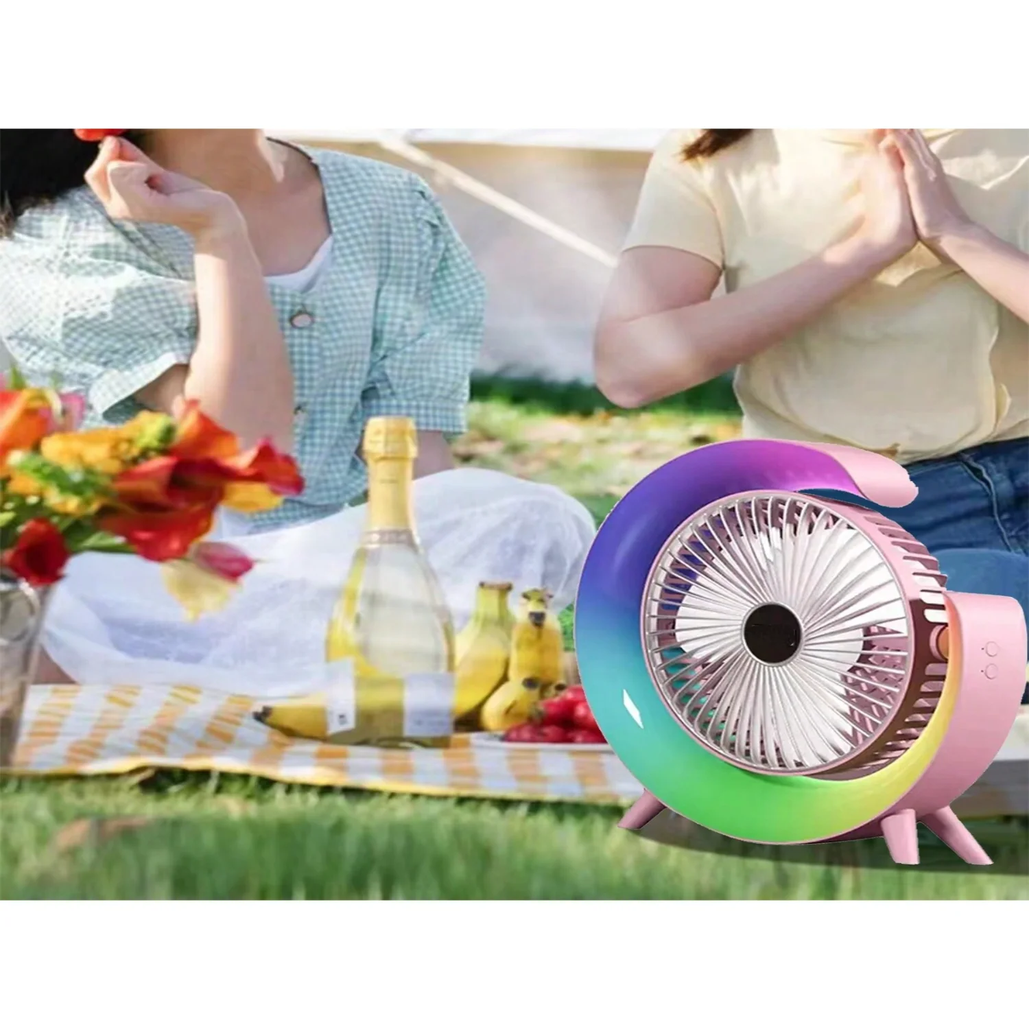 พัดลมไฟ LED พัดลมตั้งโต๊ะแบบใช้คู่สําหรับหอพักสํานักงานพัดลมตั้งโต๊ะ USB ขับเคลื่อนที่เงียบสงบลมแรง