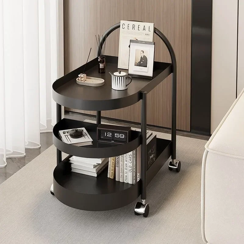 #Living Room Mobile Modern Coffee Table Simple Creative Cream Trolley Sofa Bedside Mini Shelf Furniture Mesa