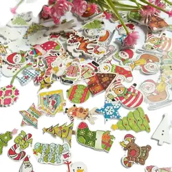 Bulk 50Pcs/lot Mixed Christmas Buttons 2 Holes Wooden Buttons forCraft Scrapbooking Amazing Women DIY Decorative Buttons