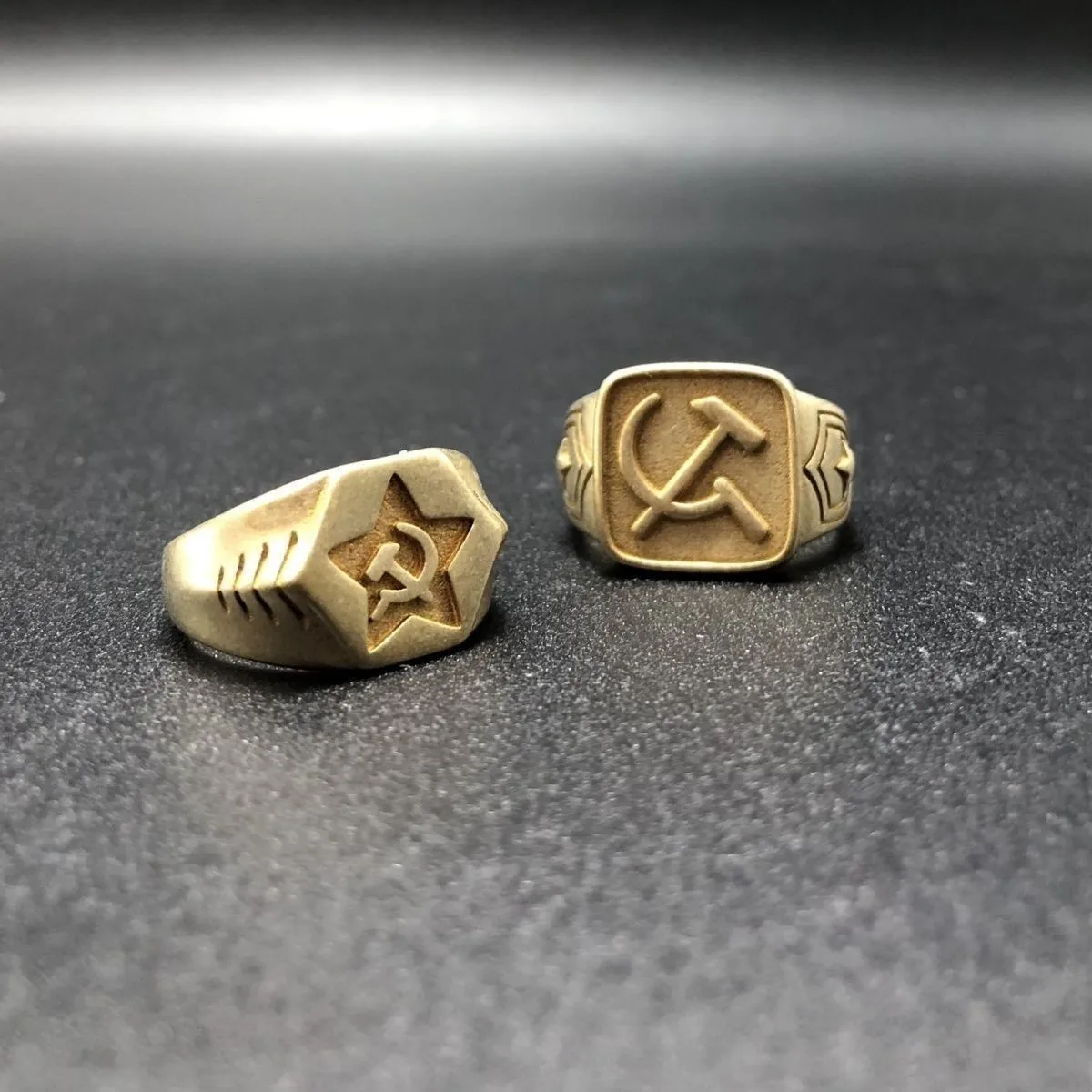 Personalized Sickle Hammer Pattern Youth Ring Retro Communist Open Adjustable Ring Accessories