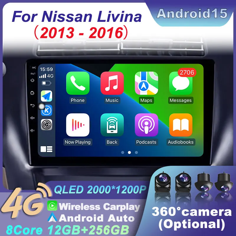 

GPS Radio Video Navigation Car Bluetooth Player for Nissan Livina 2013-2016 Wireless WiFi Audio Multimedia CarPlay DSP Stereo BT