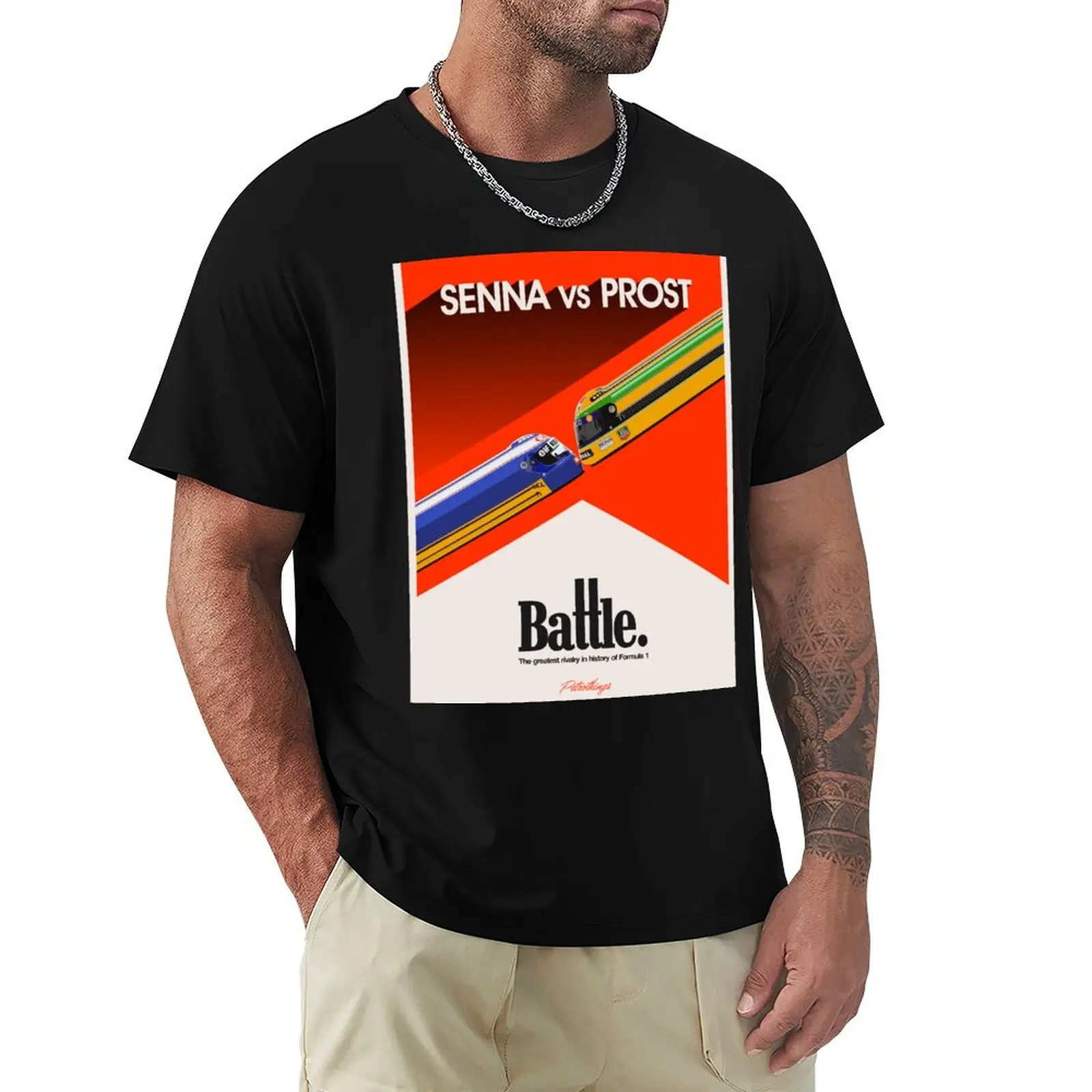 セナ-vs-プロスト-ヴィンテージ-ポスター-tシャツ-オールウェザー-カジュアル-半袖