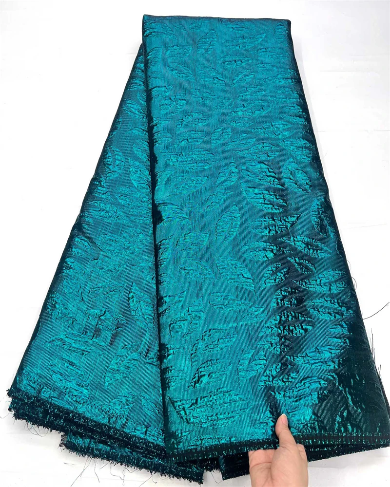 Tela de encaje Jacquard brocado africano dorado Damasco nigeriano de alta calidad para boda diseño único y elegante
