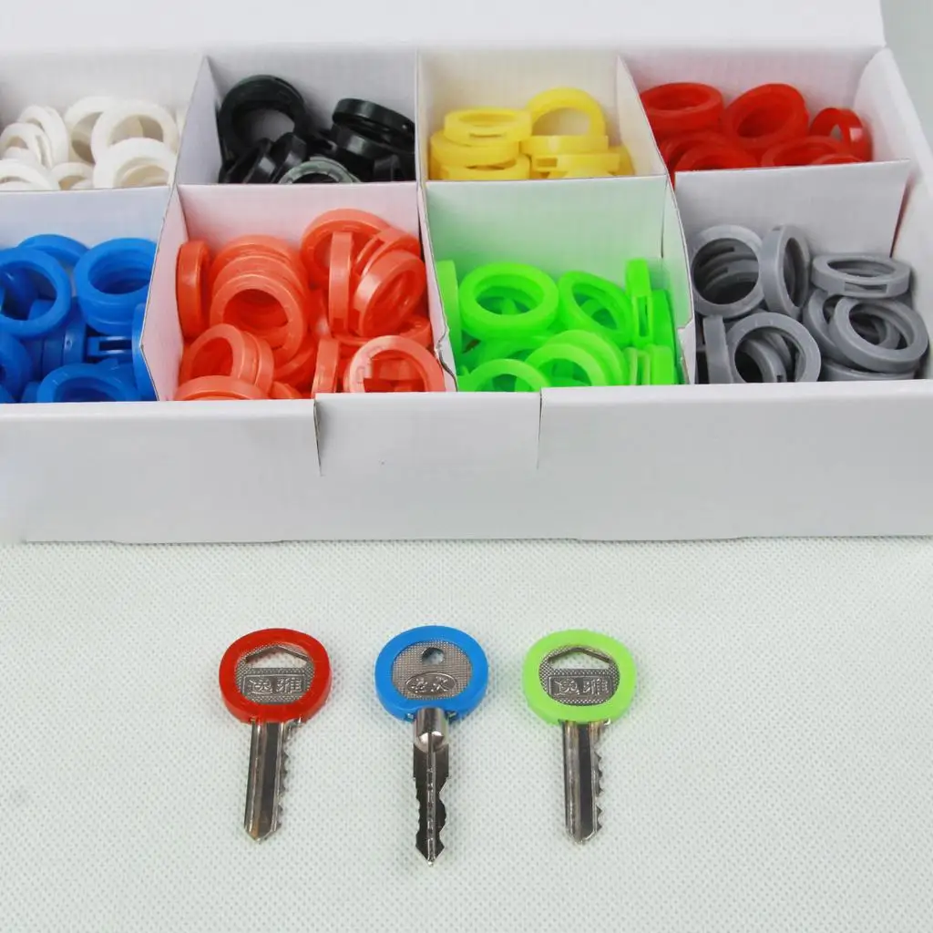 24pcs Assorted Colors Key Top Cap Cover Topper Keyring ID Marker Tags