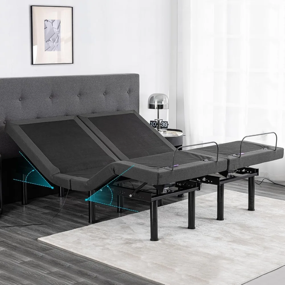 Queen Adjustable Bed Base with Mattress, Updated Adjustable Bed with Thickened Frame