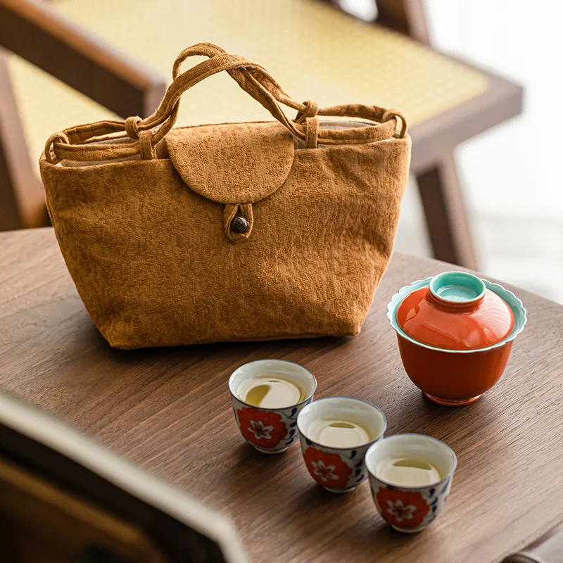 

Travel sets: Vintage tea cups, ceramic covered bowls, outdoor tea tasting cups, master cups, and tea sets