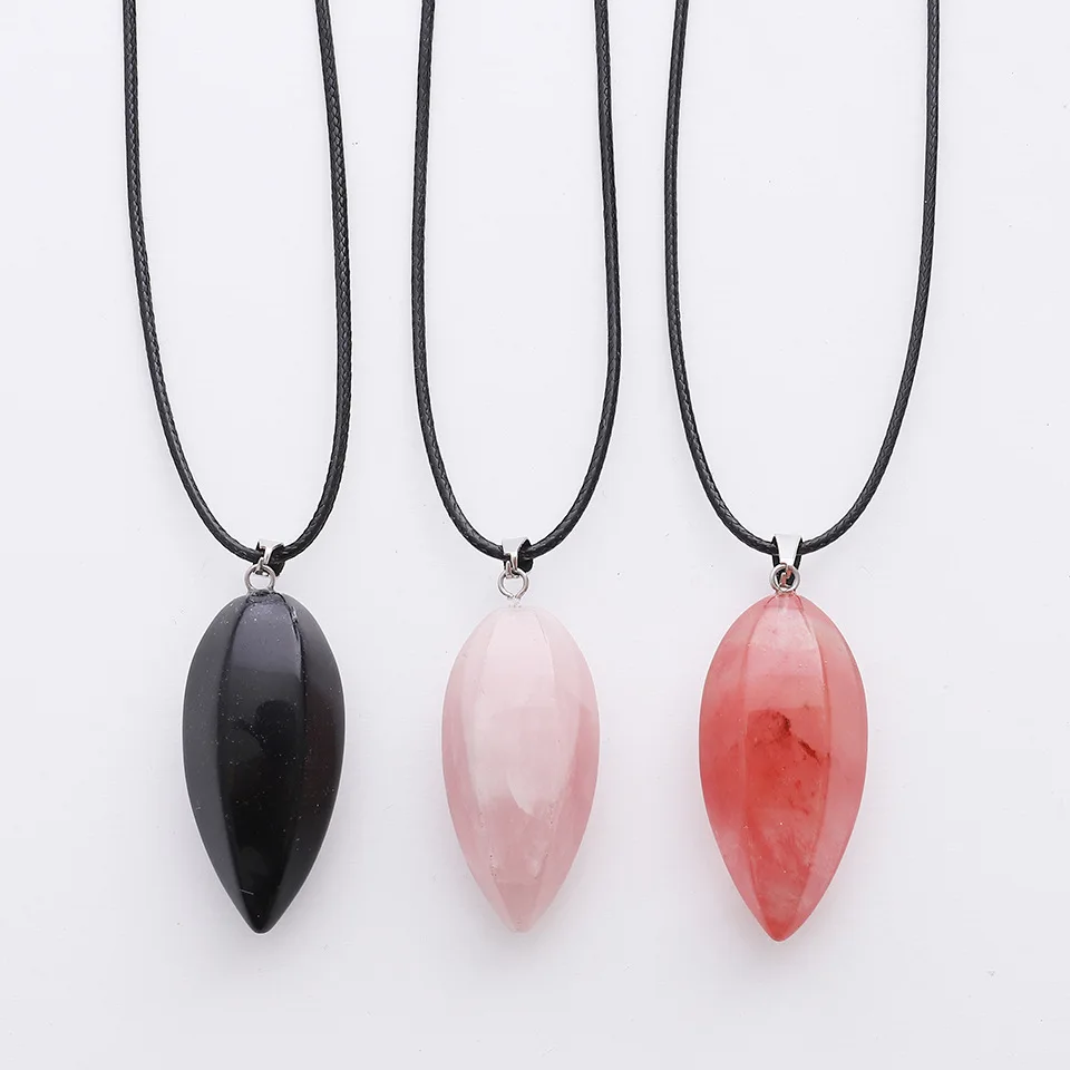 Olivgruben-Anhänger aus Naturstein mit Tigerauge und Obsidian-Anhänger, Geburtstagsgeschenk, Weihnachtsgeschenk im Großhandel