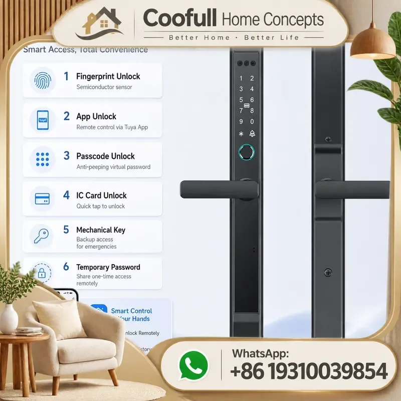 Tuya Smart Sliding Door Lock Zinc Alloy IP65 Waterproof Biometric Fingerprint Digital Password For Outdoor Security