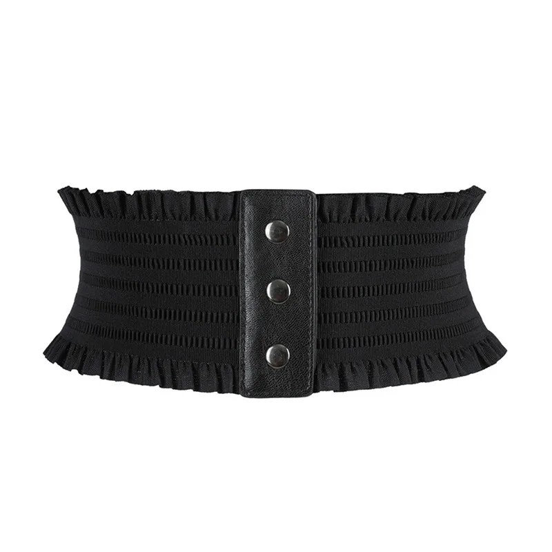 2024 nuovo Design da donna nero elastico in vita larga cintura in pelle Pu Cummerbund da donna Designer soprabito cintura per le donne