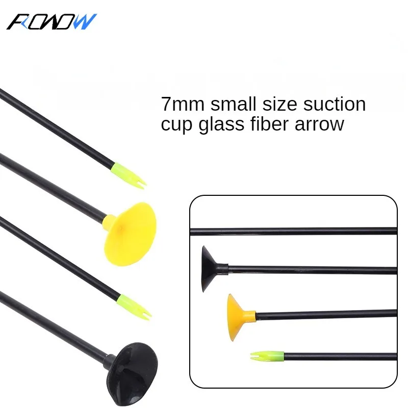 ROWOW 12pcs Small Children's Suction Cup Arrow Fiberglass Arrow Shaft Rubber Parent-child Archery Sports Equipment Two-color