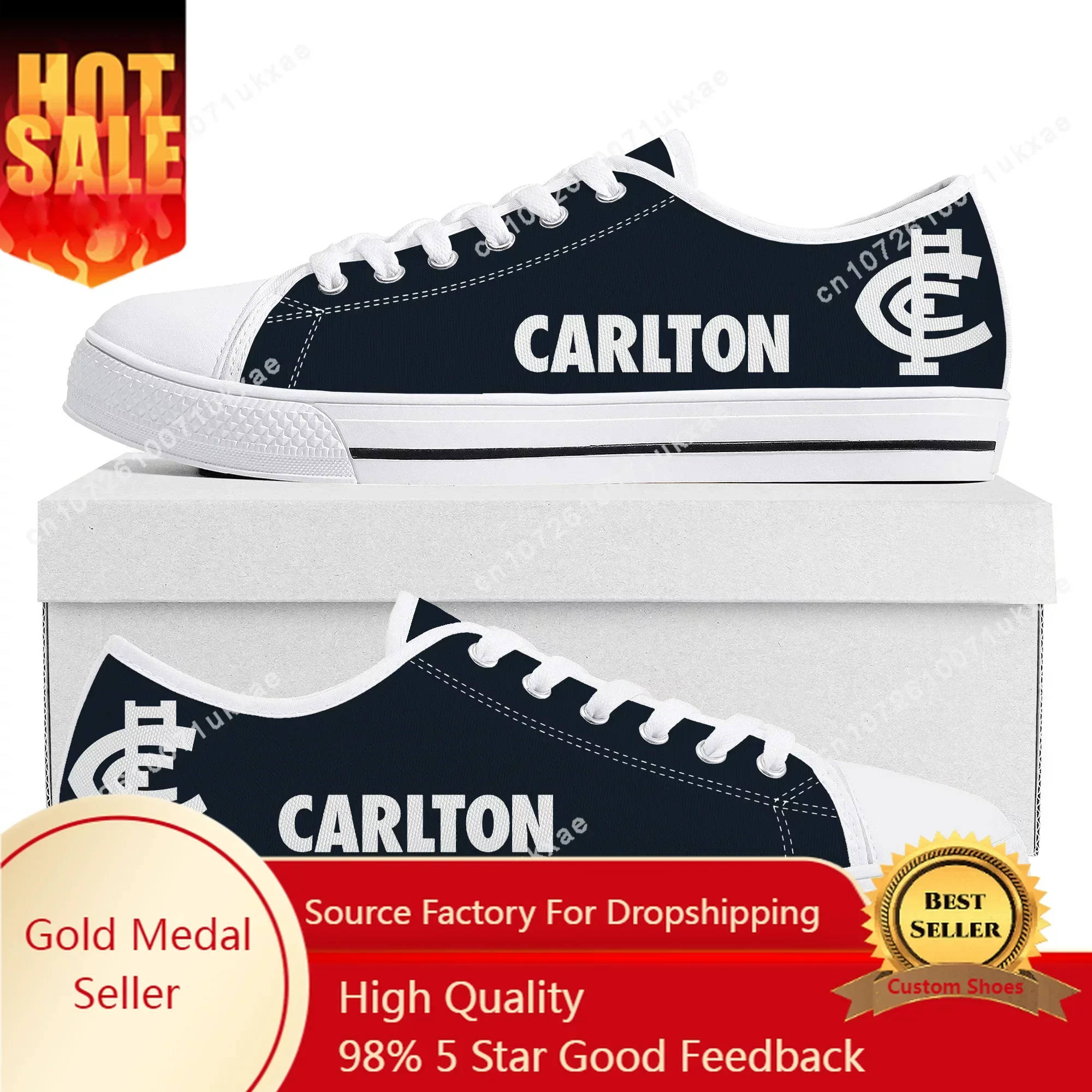 

Carlton Blues Australian Football Low Top Sneakers Mens Womens Teenager High Quality Canvas Sneaker Casual Shoes Custom Shoe