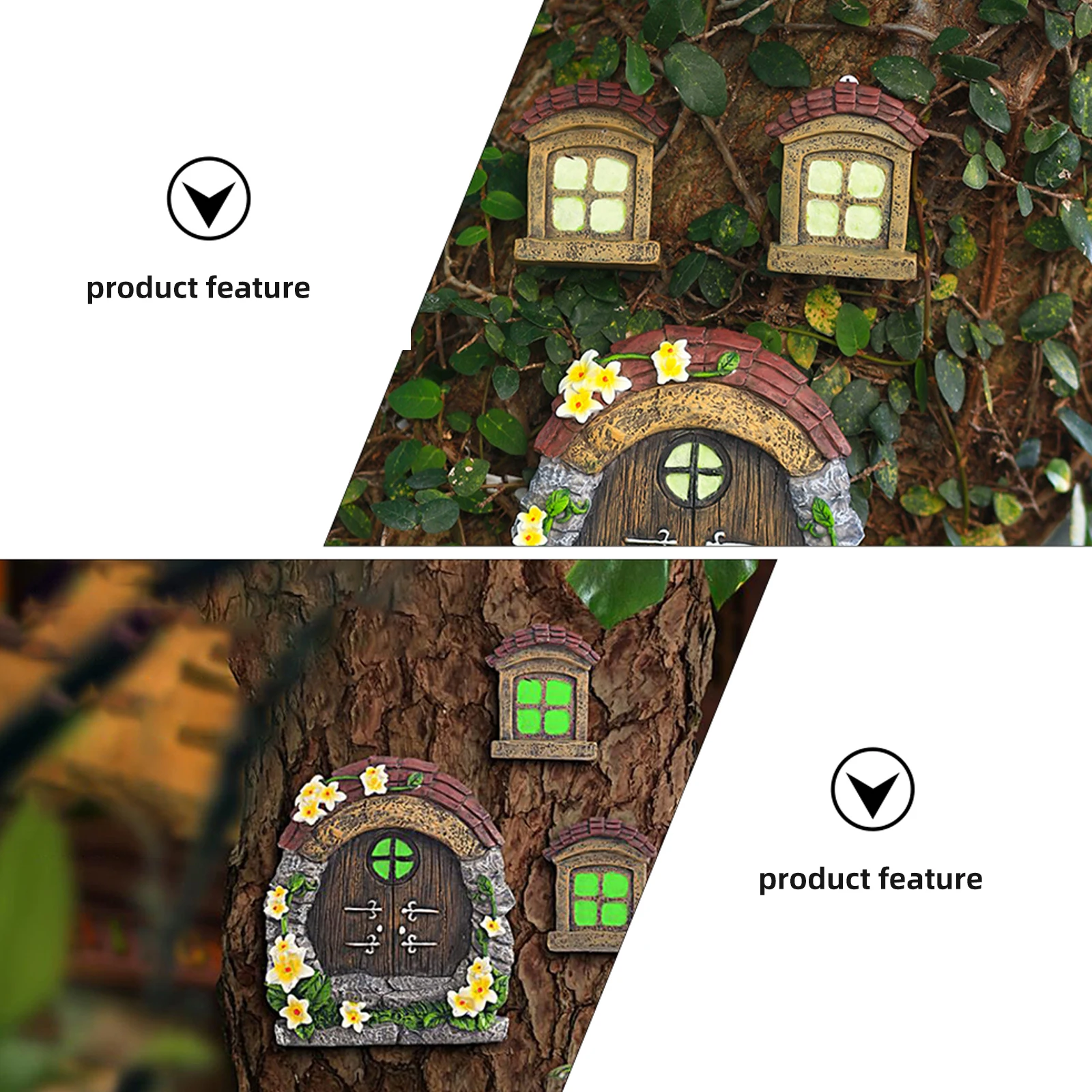 

Glow in Resin Trees naments for Garden Accessories Garden Decoration Unique Shape Fairy Door Windows Yard Art Sculpture