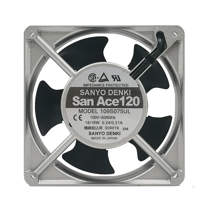 Ventilador de refrigeración de bajo ruido para SANYO, 12038, 100V, 115V, 109S075UL, 18W, 0.24A, 120mm, 120x120x38mm, nuevo