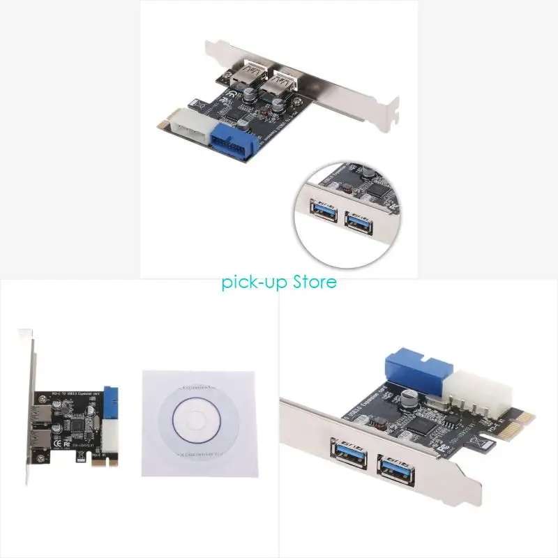 

Q5WA PCI for Express to Dual 19Pin USB3.0 Card PCI-e to Internal 20Pin Male Ports Ada