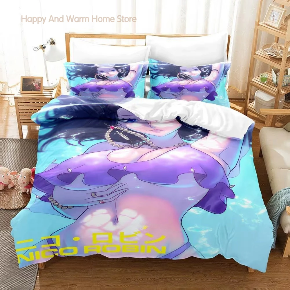

2025 Nico Robin Bedding Set Single Twin Full Queen King Size Bed Set Adult Bedroom Duvetcover Sets 3D Print Anime Bed Sheet Set