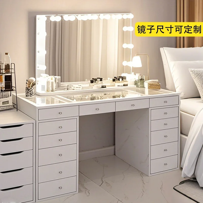 1.5 meters large dresser storage cabinet integrated household Hollywood mirror with lamp large capacity Internet celebrity ins