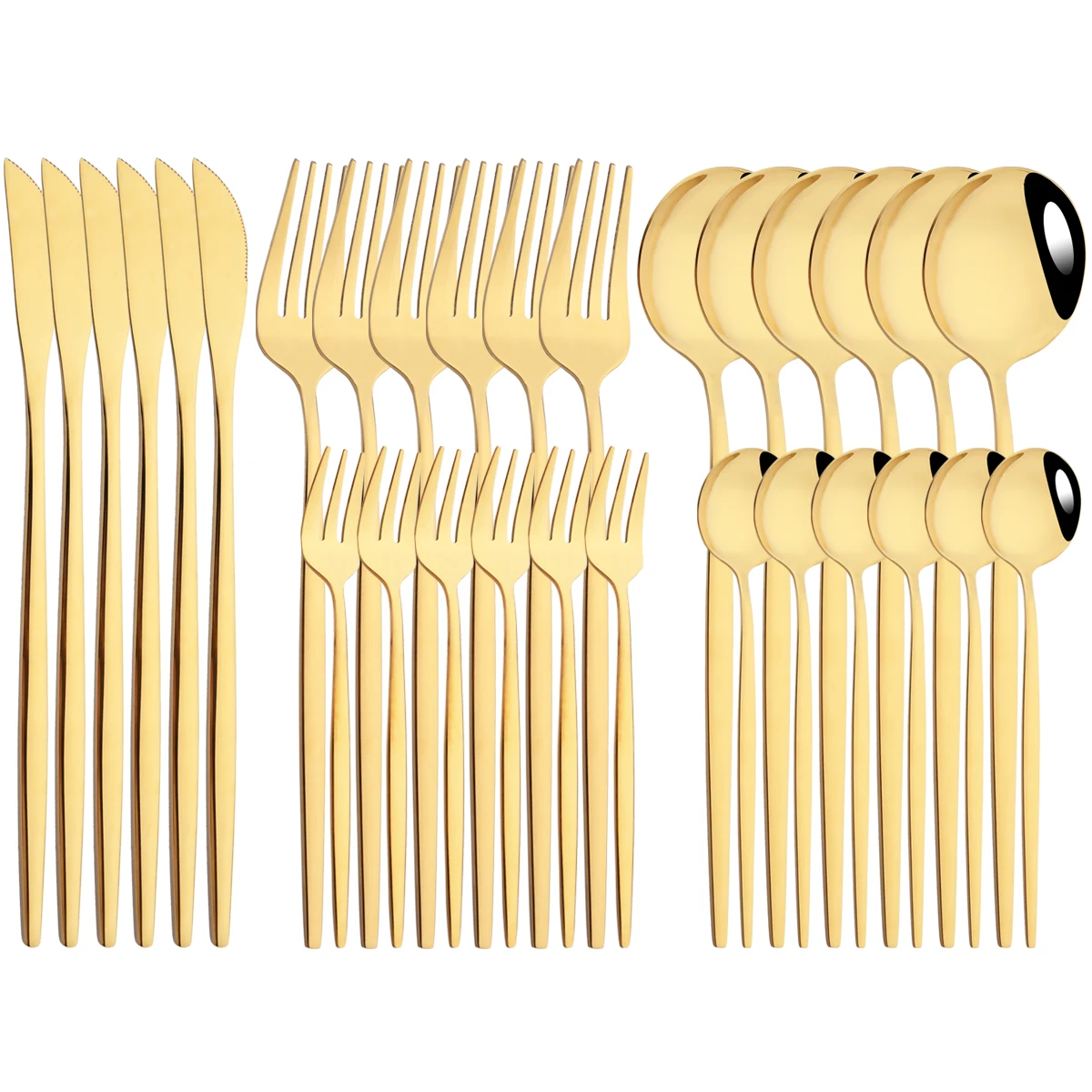 

30 шт., набор золотых столовых приборов, столовые приборы из нержавеющей стали