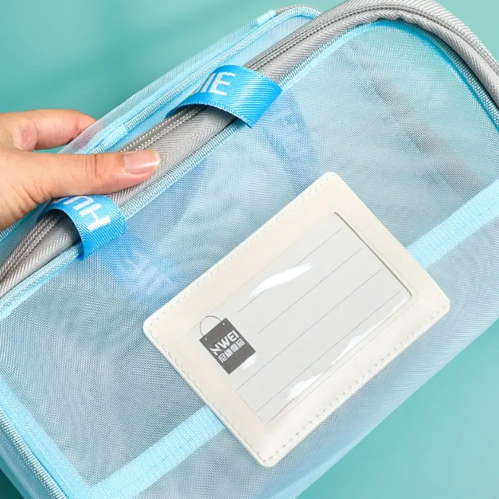 

Thickened Test Paper Storage Bag Three-layer Partition Mesh File Folder Bag Morandi Color with Double-sided Labels