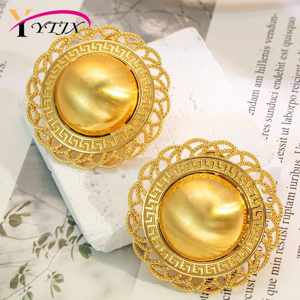 

YTJX Design Smooth Round Earrings For Women Punk Sunflower Big Earrings Fashion Party Jewelry Accessories 2026 Trendy New
