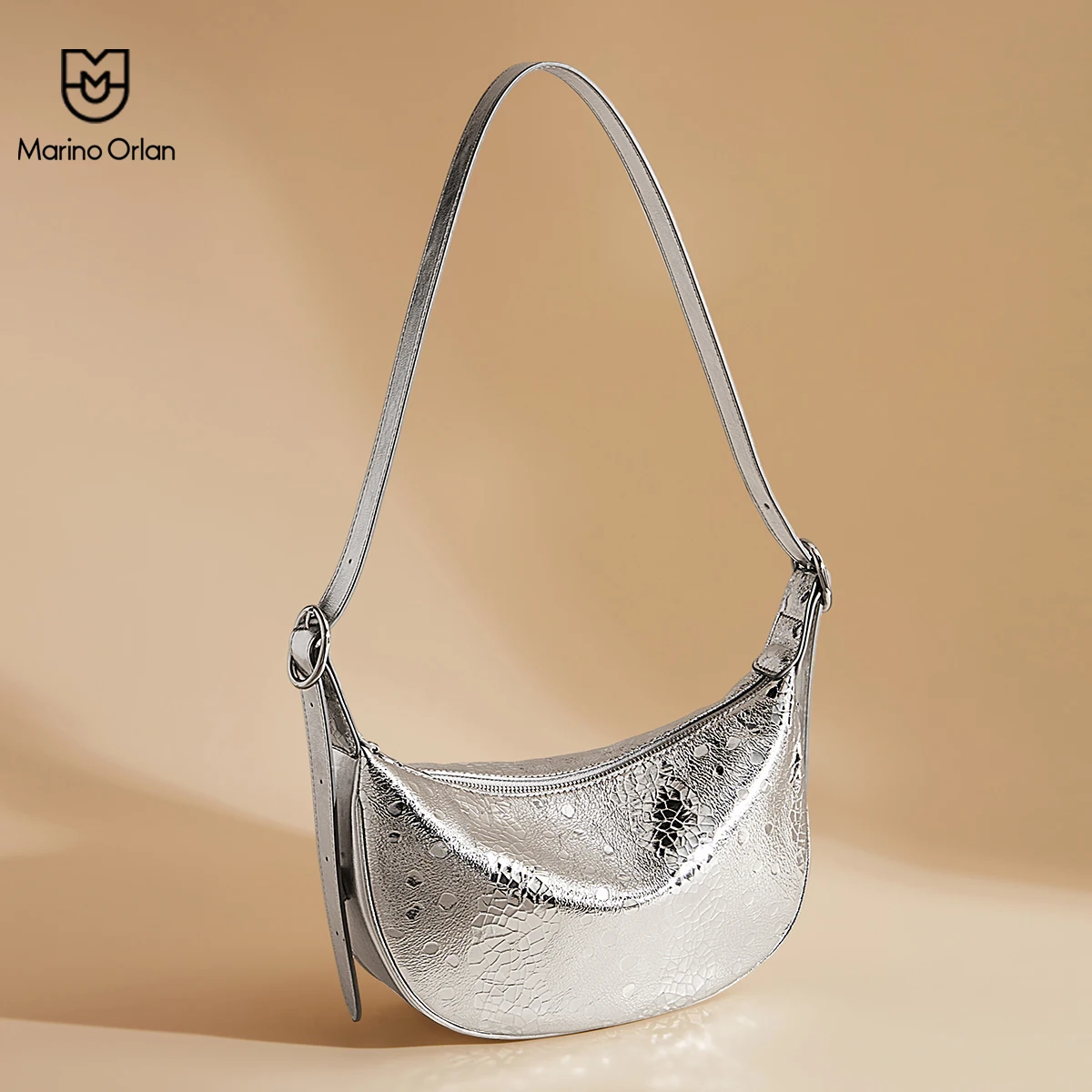 

Marino Orlan Genuine Leather Women's Half-moon Underarm Bag 2025 Summer Simply Shoulder Hand-held Hobo Bag Purse Gift for Girls