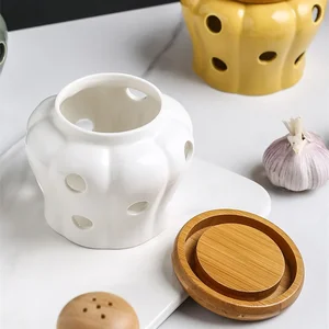 Open -foot ceramic garlic storage jar with pumpkin -shaped garlic head 10 Main Sales Garlic Port - №6