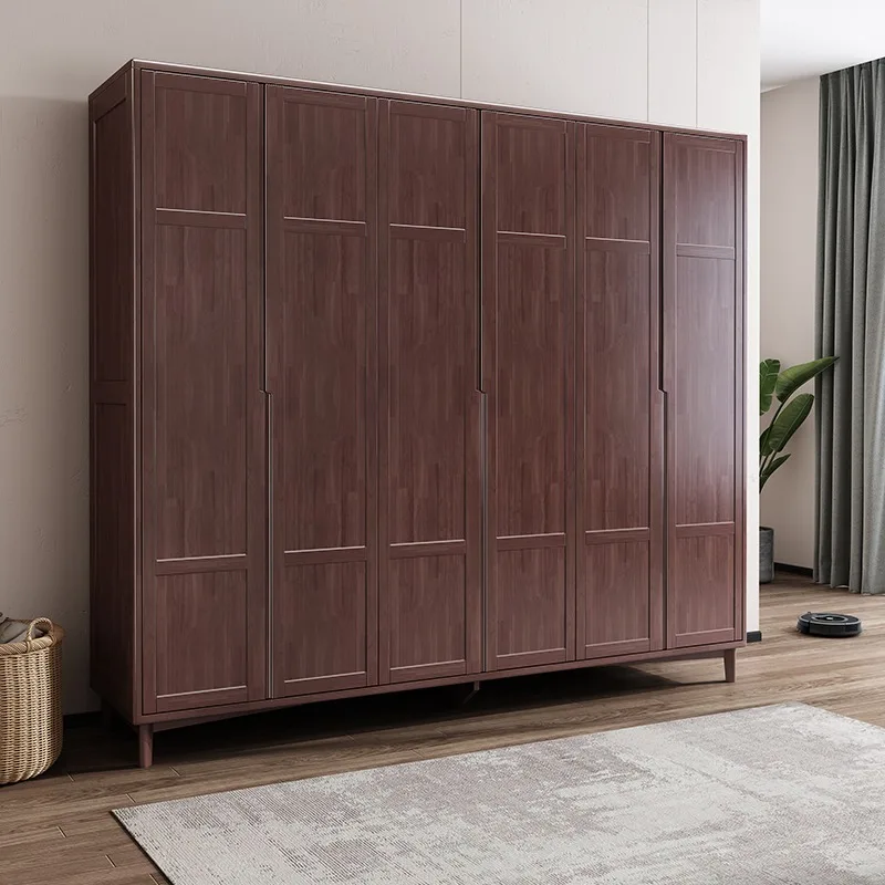 Nordic solid wood door wardrobe 23456 doors Japanese-style small apartment drawer