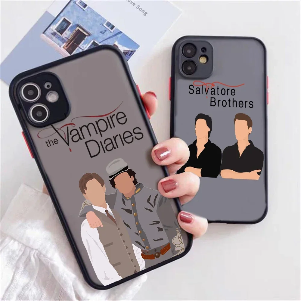 The Vampire Diaries Damon Elena Stefan Phone Case for iPhone 15 14 13 12 11 Pro Max X Xs Max XR SE 2020 8 7 Plus Hard Cover