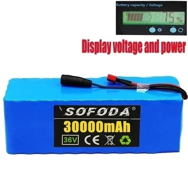 36V battery 10S4P 30Ah battery pack 1000W high power battery 42V 20000mAh Ebike electric bicycle BMS Capacity Indicator+charger