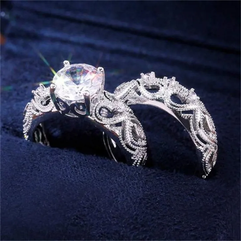 

New Women's Ring Hollow Love Flower Combination 2-piece Set Trendy Casual Wedding Party Luxury Jewelry