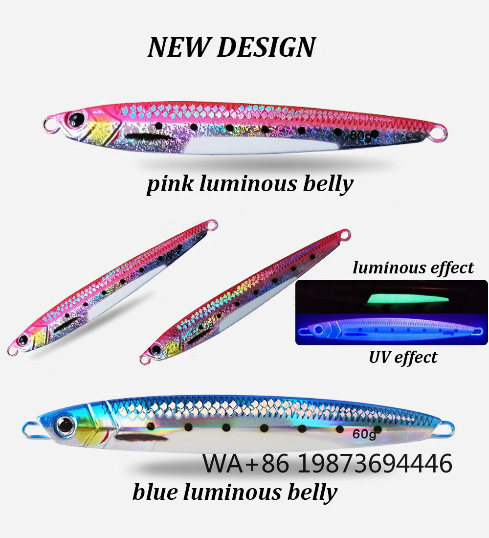 3D UV printed metal jig lure, 40g to 100g slow fall hard bait for river lake stream multi-scene fishing
