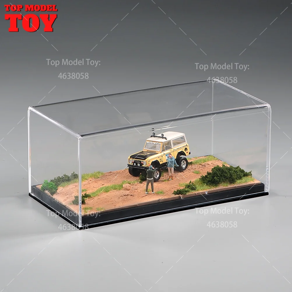 20X10cm Racing Wilderness Grassland Scene Platform with Glass Scene Model Suitable For 1/64 1/43 Car Miniature Diorama Figure