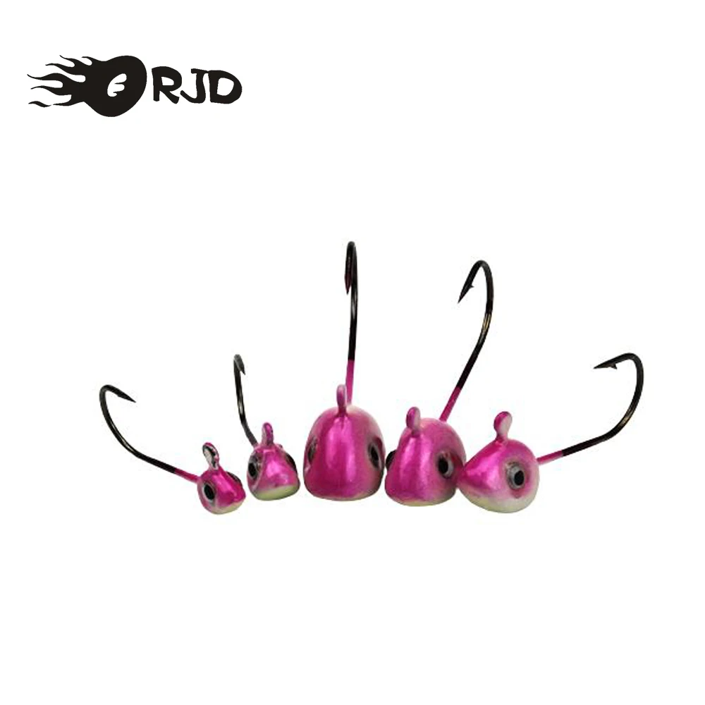 ORJD 10pcs Jig Fish Lead Head Fishing Hooks 1g 2g 3g 4g 5g Multicolor Hard Baits Soft Worm Lure Saltwater Freshwater Carp Tackle