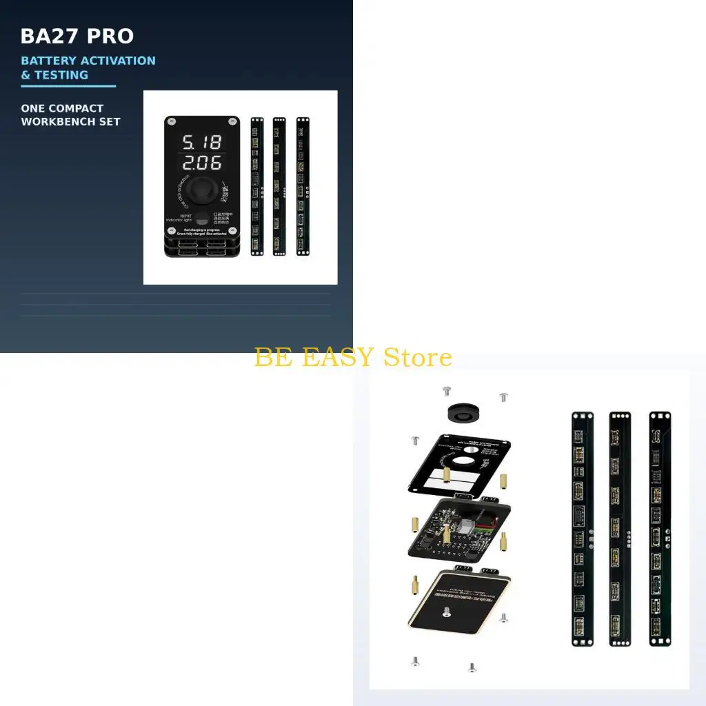 E28F Phone Battery Charging and Testing Board with Two Digital Displays, Four Bottom Connection Interfaces and Three-Color