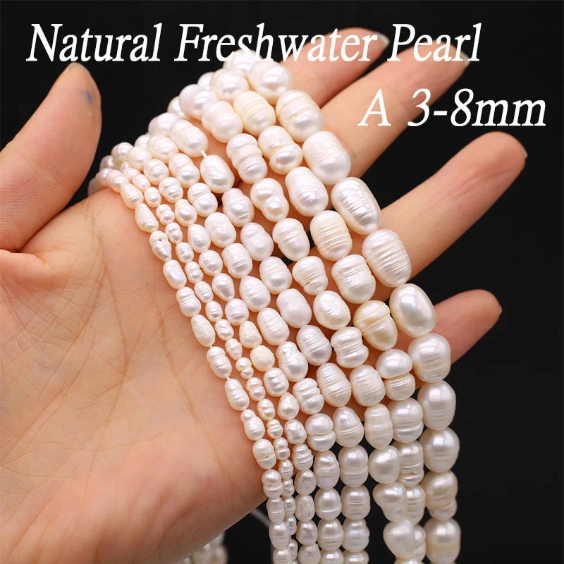 

Natural White Zhuji Freshwater Pearl Beads Level A Loose Rice Shape Bead for Jewelry Making Diy Women Necklace Bracelet Gifts