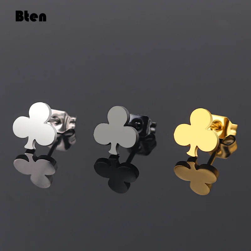 Bten Club Jewelry Stainless Steel Poker Earrings For Women Punk Girl Exaggerated Heart Earrings