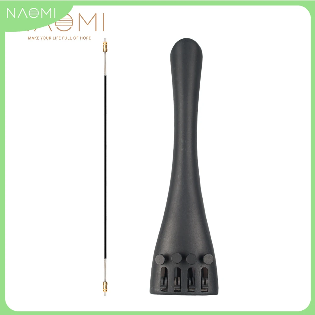 NAOMI 4/4-1/8 Cello Tailpiece Aluminum Alloy With 4 Fine Tuners Adjustable Nylon Tailgut Cello Parts Accessories For Luthier