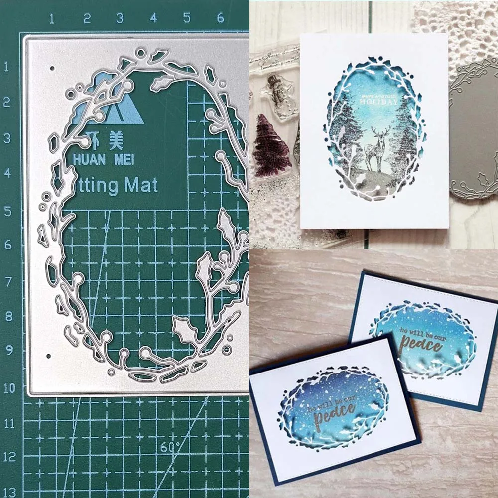 Oval Vine Frame Metal Cutting Dies Stencils Scrapbooking Embossing Paper Cardmaking Crafts Decor