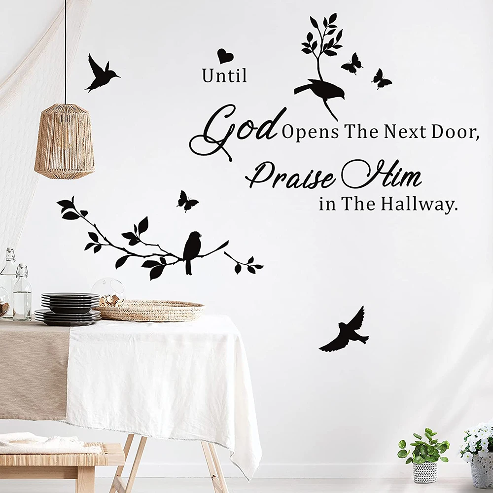 Until God Opens The Next Door Praise Him In The Hallway Wall Sticker  Inspirational Religious Faithful Decal Church Living Room