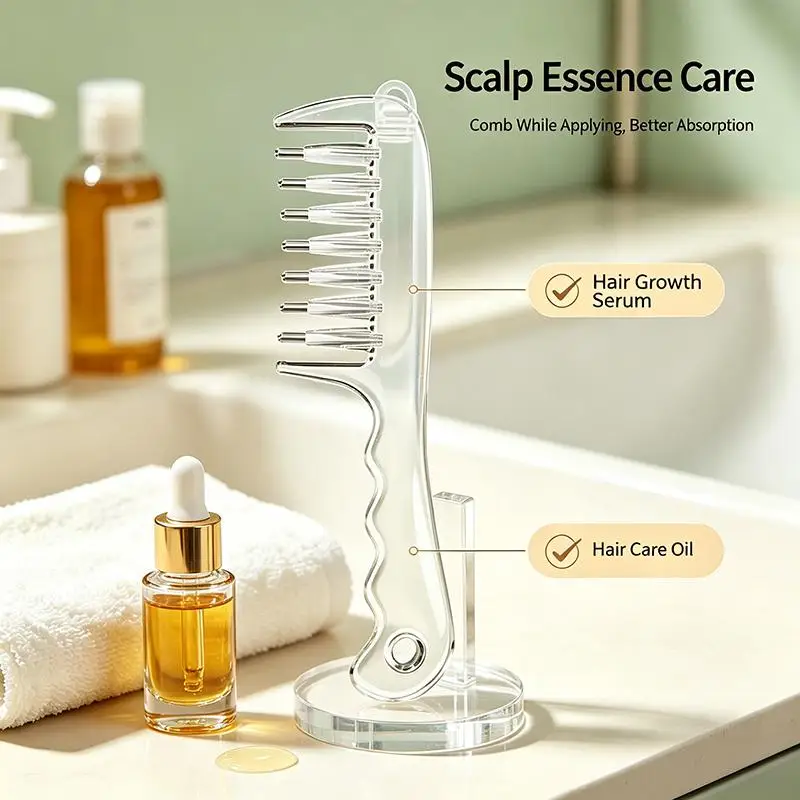 1 Stück Kopfhautmassage-Applikatorbürste, Haarkamm zur Aufnahme von ätherischen Ölen, nachfüllbarer Öl-Haarkamm für Haarpflege und Haarwachstumsbehandlung – Detail 6