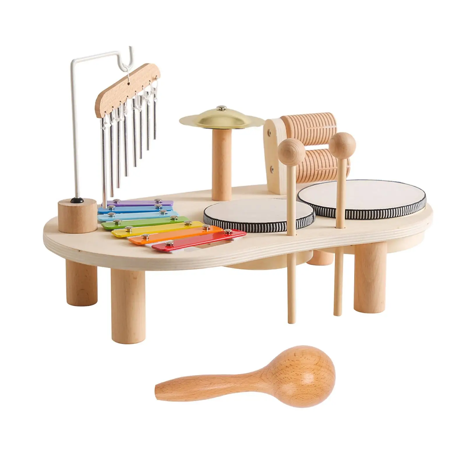 Kids Drum Set Music Educational Toy Wooden Percussion Montessori Toy