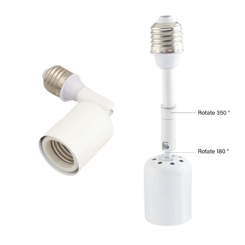 E27 Light Bulb Holder with Ceramics Extendable and Rotatable Light Adapter Converters for Home Lighting