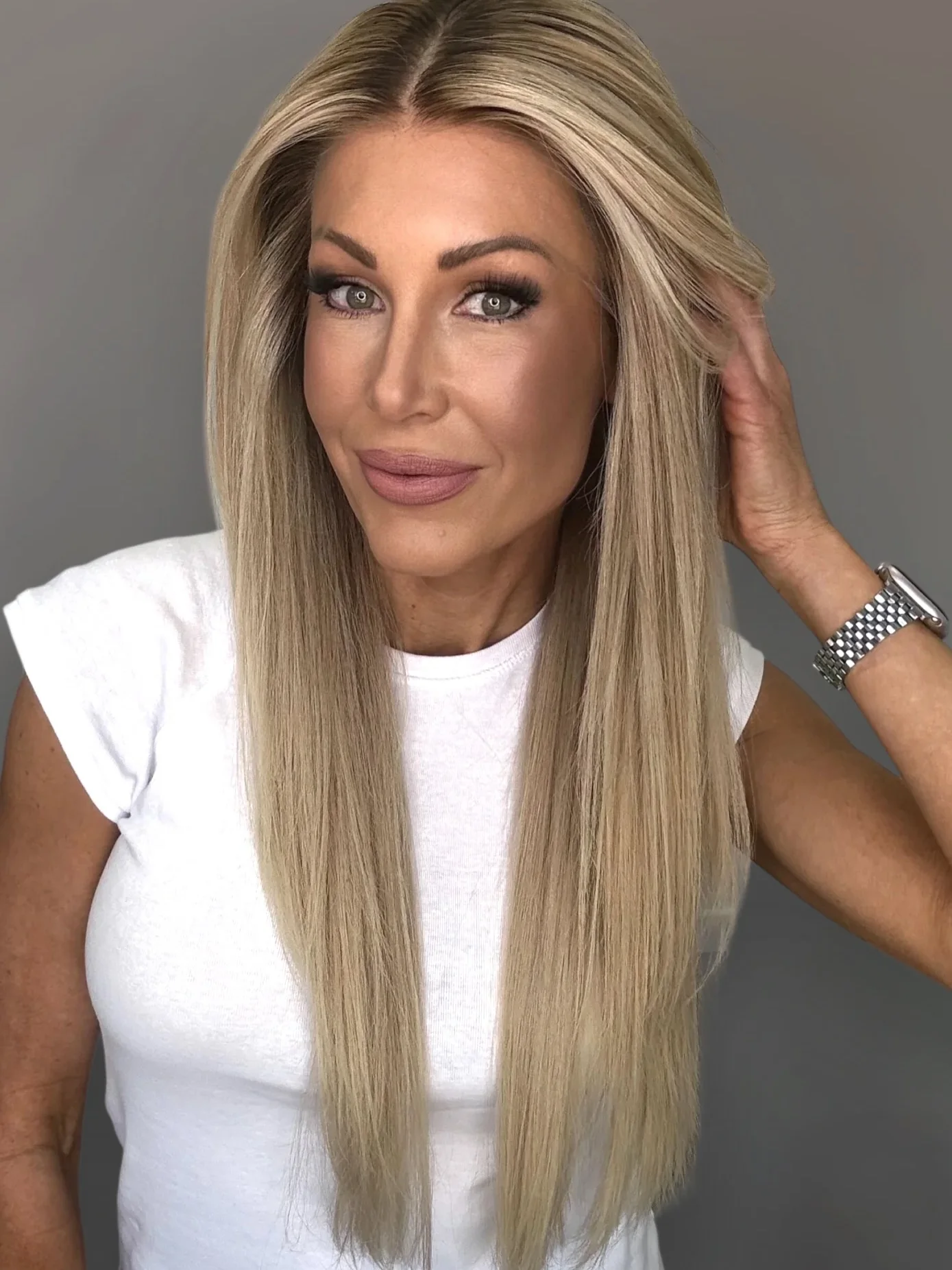 New 26 Inch Ombre Golden Blonde Natural Straight Synthetic Lace Frontal Wigs Shadow Roots High Quality Daily Party Cosplay Wigs