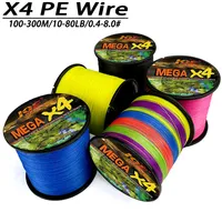 100M/300M 4 Strands Super Strong 10-80lb 4X Braided Fishing Lines Multifilament PE Wire Fly Sea Saltwater Weave Extreme Pesca