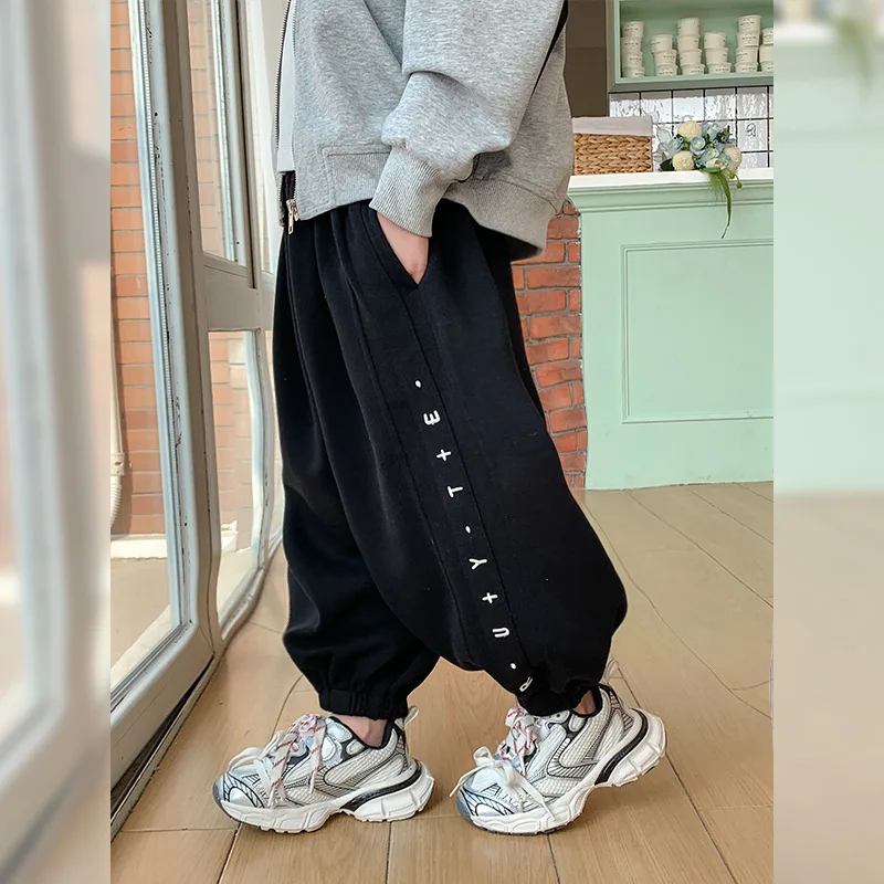 Girls Trousers 2024 Spring New Children Casual Pants Children Western Sports Pants Baby Bunched Feet Pants Simple Trousers