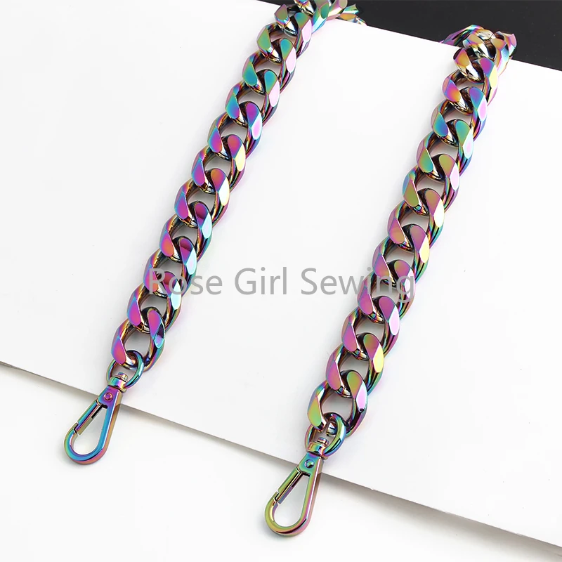 1/3/10PCS 30/45/60/100/120CM 23MM Rainbow Thick Aluminum Chains With Snap Hook For Bags Handbag Shoulder Strap Purse Accessories