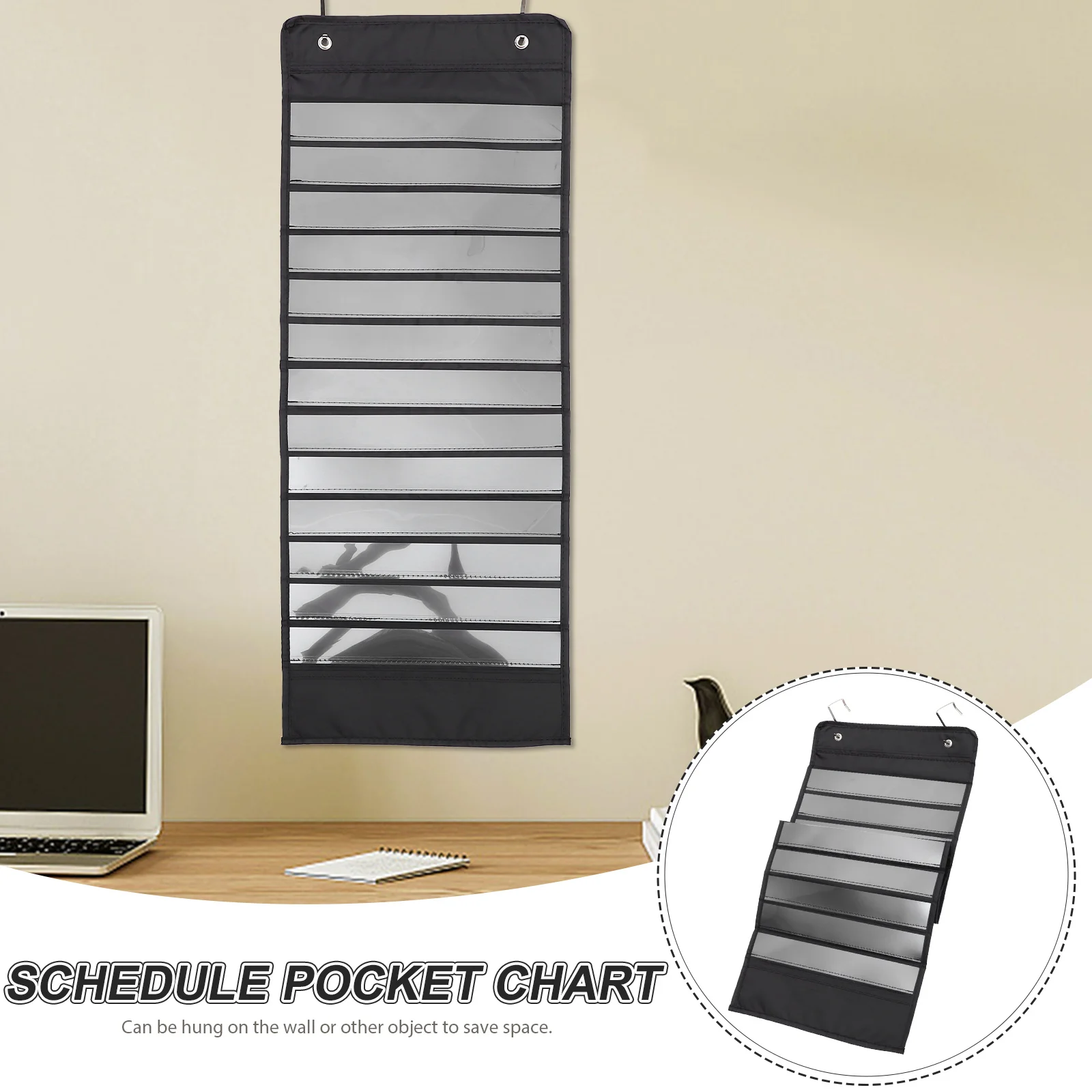 

Schedule Pocket Chart Practical Hanging Organizer Oxford Cloth Wall Door Hanging Storage for Classroom Daily Schedule